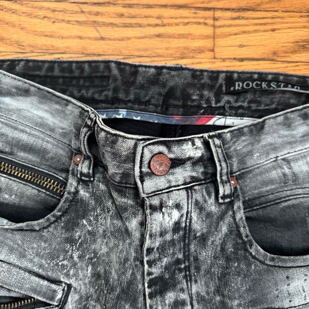 Men's Rockstar Distressed Gray Skinny Jeans Size 30 Denim,Streetwear,Y2K,Grunge - Picture 3 of 14